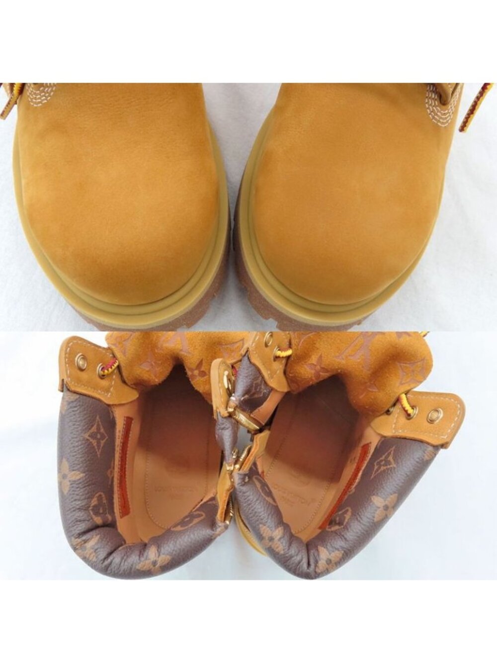Louis Vuitton Timberland Ankle Boots 1 Ad750 9.5 Monogram Beige Nubuck - Picture 6 of 10